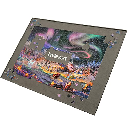 LAVIEVERT Holzpuzzle-Brett, Puzzle-Aufbewahrung, Puzzle-Sparer mit Rutschfester Oberfläche für bis zu 1500 Teile - grau
