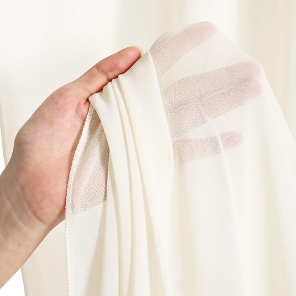 4er Set Elfenbein Chiffon Stoff Hintergrund Vorhang 1,5x3m Tüll Drape für Hochzeitsbogen Standesamt Fotografie Party Deko weiches glattes Tuch