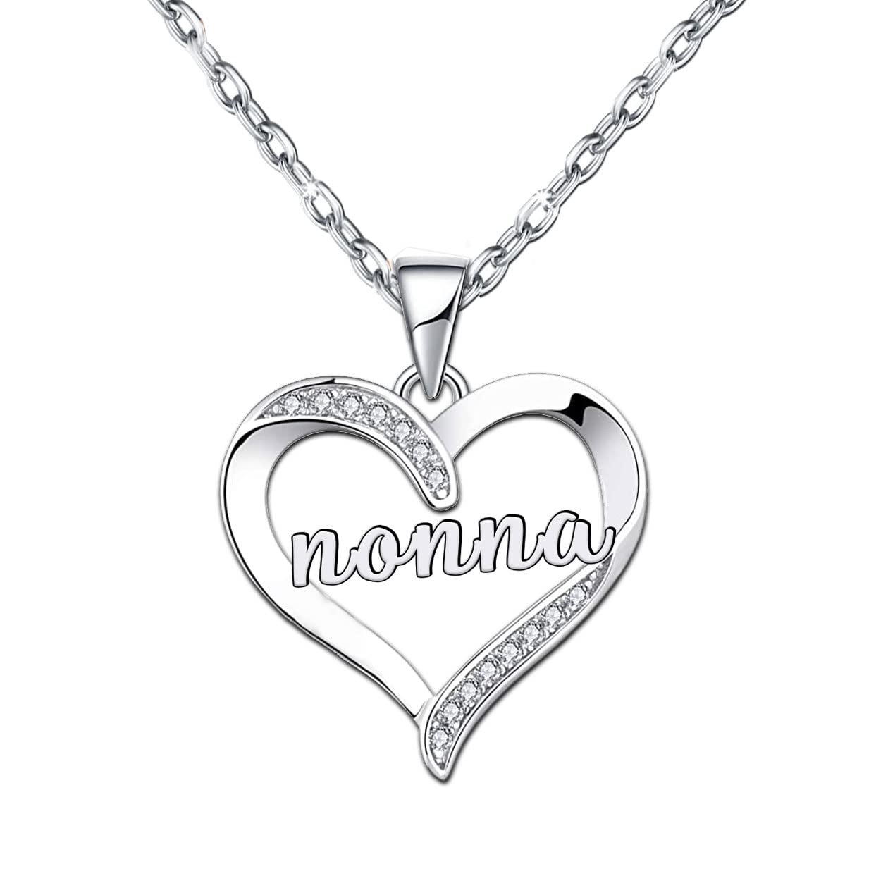 ZYMGUO Regalo Nonna Collane Nonna Regali per Nonna Collana Donna regalo Compleanno Nonna Regalo Natale per Nonna Cuore Diamante Collana Argento Pendent Natale