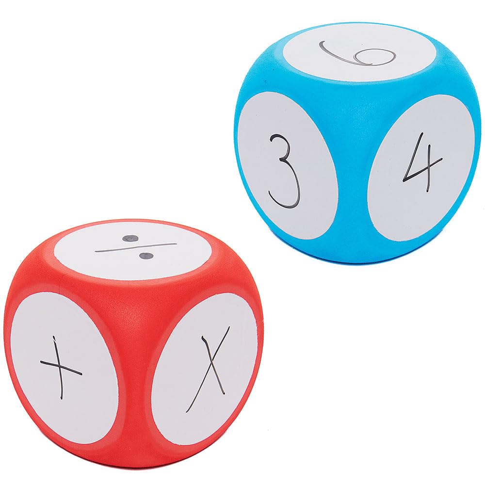Baker Ross VC232 Dry Erase Jumbo Dice Blanks - Pack of 2, Write-On Jumbo Foam Dice