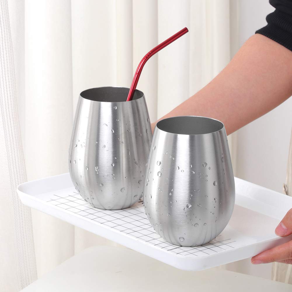 Paquete de 6 vasos de vino sin tallo, 17 onzas, acero inoxidable 18/8, irrompibles, vasos de cerveza, tazas de cerveza, juego de tazas de cerveza para cócteles, cerveza, champaña, whisky, jugo