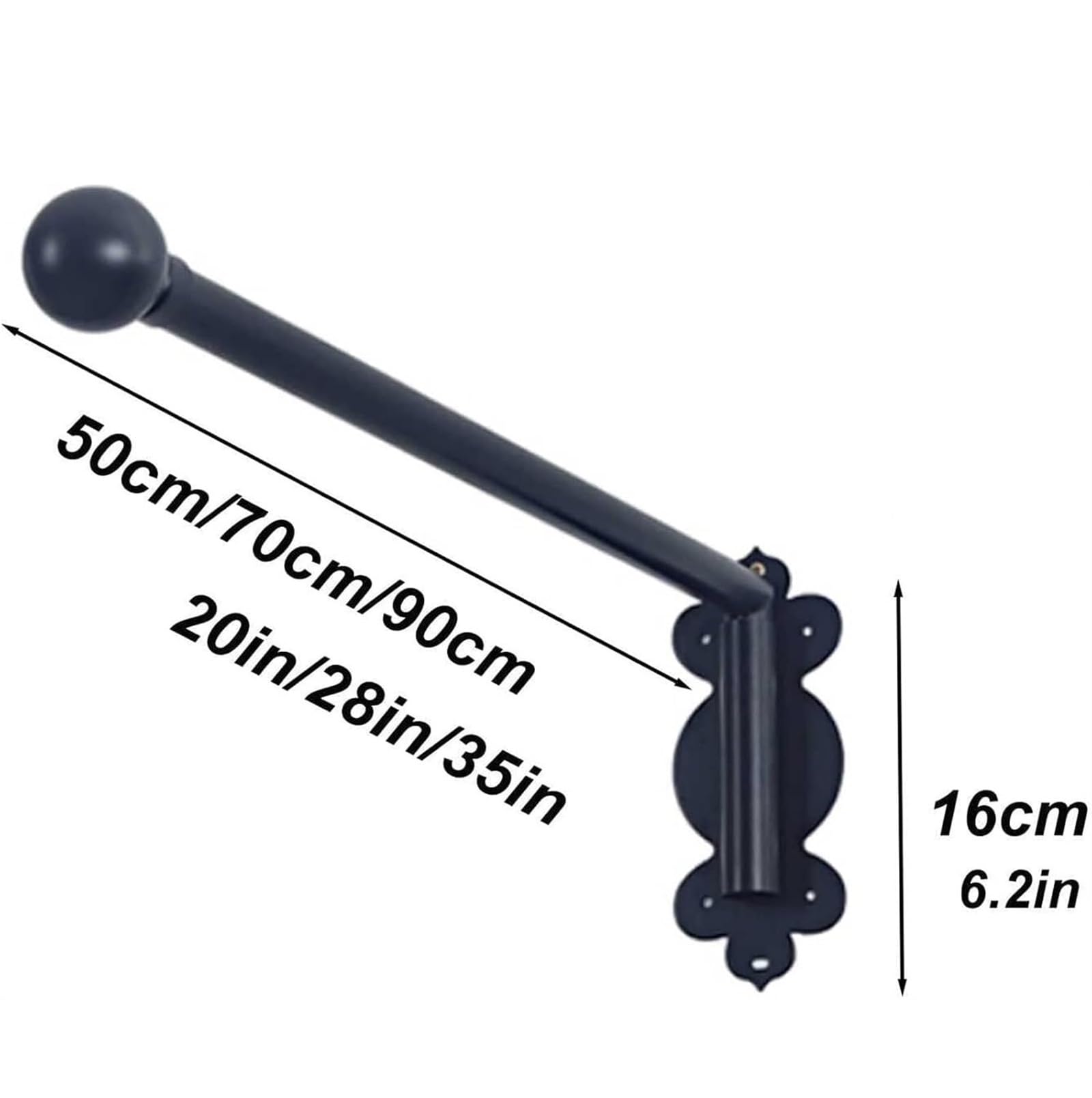 Barra de Cortina de Brazo oscilante Resistente - Barra de Cortina de Hierro de 71 cm para Paneles Laterales, escaparates, Puertas de Entrada, cocinas y baños - Riel para Cortinas