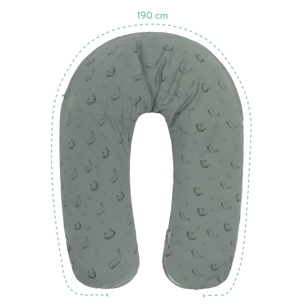 Fillikid Cuscino da allattamento 190 cm – con imbottitura in micro perle EPS e rivestimento in cotone (rimovibile e lavabile) – versatile come cuscino per gravidanza, allattamento e conservazione