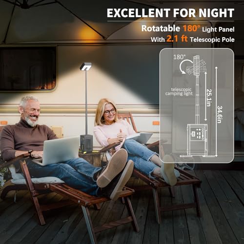 MARBERO-Portable-Power-Station-32000mAh-Portable-Power-Bank-Camping-Generator - 118Wh Portable Power Supply Lithium Ion Battery with Telescopic Camping Light DC AC USB Outlet for Hiking Emergency - Image 5