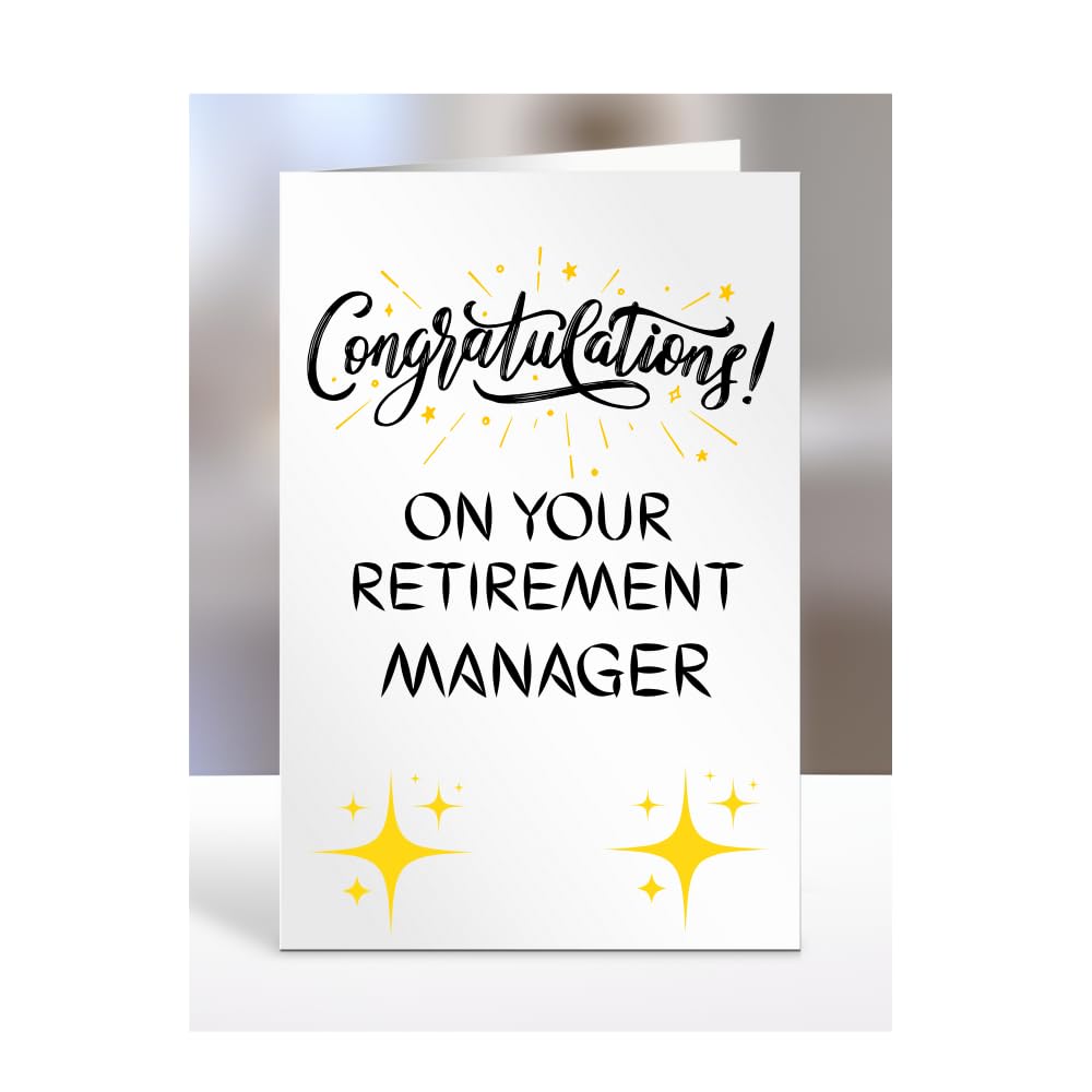 Congratulations on your retirement Manager Card, Gifts for Men, Women, Presents for Retired Man, Woman or Person, Greetings Card, Retire, A5-124_134