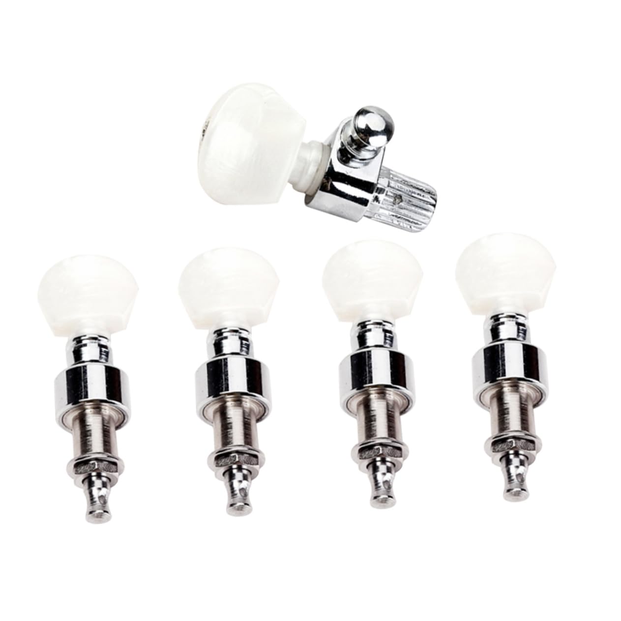 Juego 5 Clavijas de Afinación de Banjo Acústico Selladas con Bloqueo, Botones de Plástico Vintage y Bujes Roscados para Instalación Fácil, Accesorios para Banjo Profesional
