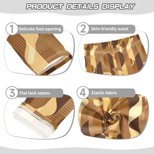 Brown Houndstooth Gold Kids Baby Girls Legging Comfortable High Waisted Yoga Pants Gym3