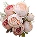 Luyue Vintage Artificial Peony Silk Flowers Bouquet Home Wedding Decoration -Light Pink