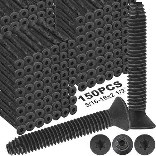 Blulu 150 Pack 5/16-18 x 2-1/2" Flat Head Self Tapping Trailer Deck Screws