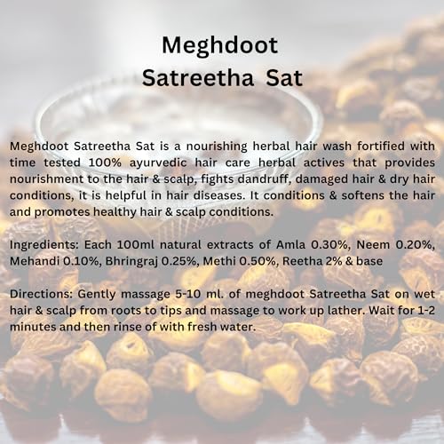 Image of Khadi Meghdoot Ayurvedic Satreetha Shampoo Enriched with Amla, Reetha and Bhringraj Hair Fall Control Dandruff Control & Scalp Acne Treatment Strong Hair 210ml Each (Pack of 2)