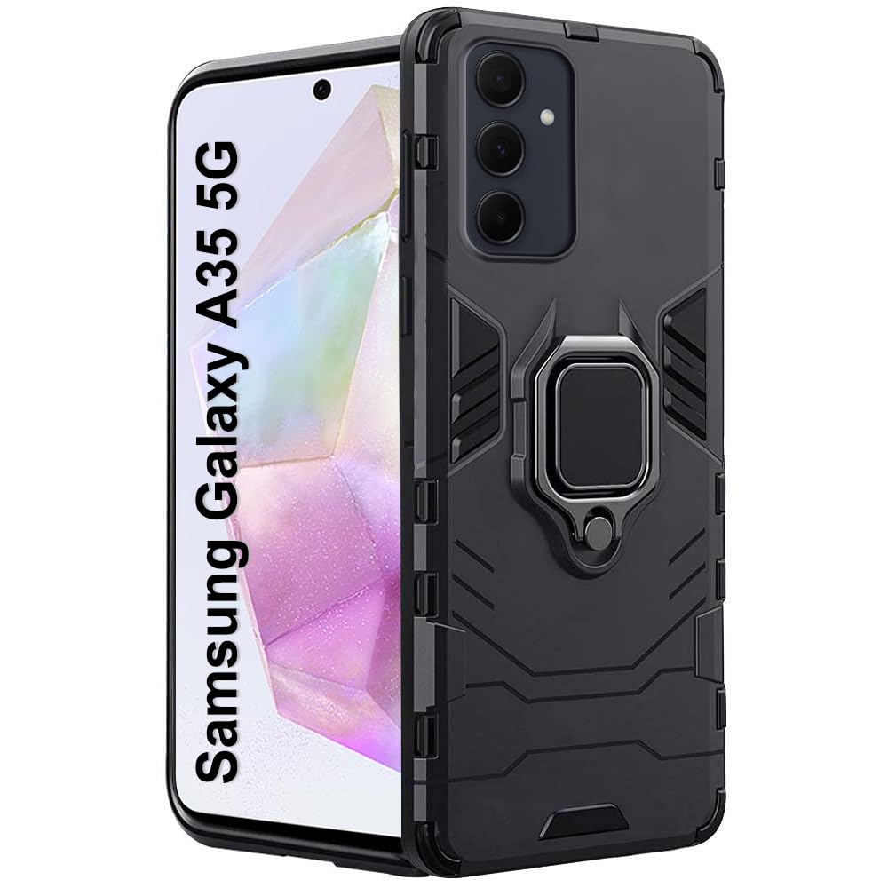 TheGiftKart Tough Armor Bumper Back Case Cover for Samsung Galaxy A35 5G | Ring Holder & Kickstand in-Built | 360 Degree Protection Back Case Cover for Samsung Galaxy A35 5G (PC & TPU, Black) (B0CW1GRY7J) Amazon Price History, Amazon Price Tracker