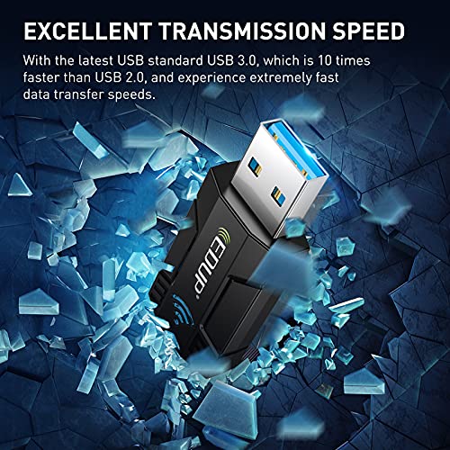 Edup Ac 1300Mbps Usb Wifi Adapter For Pc Usb 3.0 Wireless Dongle, 5Ghz /2.4Ghz Dual Band 802.11Ac Network Adapter For Desktop Laptop,Built-In Antenna Supports Windows 10/8/7/Xp/Vista/Mac10.6~10.15 #TOP6