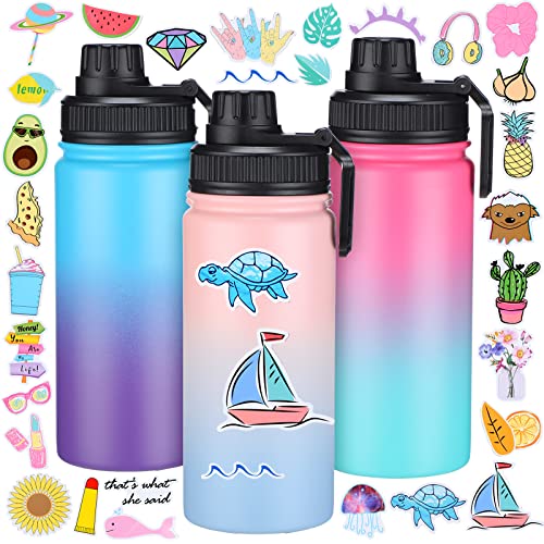 3 Pcs Lovely Kids Water Bottles 16 Oz Cute Girls Boys Stainless Steel Vacuum Water Bottles With Leakproof Spout Lid And Turtle Cactus Stickers, Double Wall Insulated Cup Gifts For Kids School #TOP5