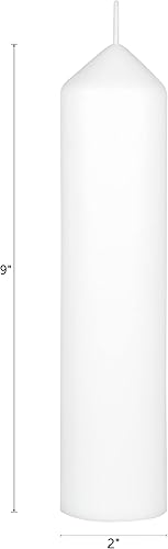 Miniatura 2 de Mega Candles 6 velas de pilar blanco con parte superior redonda sin perfume, velas de cera para eventos de un solo uso de bajo costo, de 2 x 9