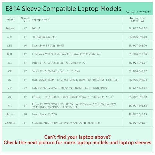 Image of Smatree Elite Laptop Sleeve for 17 inch Lenovo LOQ 17, ASUS TUF Gaming /ExpertBook, DELL Precision, MSI Pulse /Bravo /Katana /Sword, Razer Blade, GIGABYTE AERO, Protective Laptop Case with Pocket(E814)