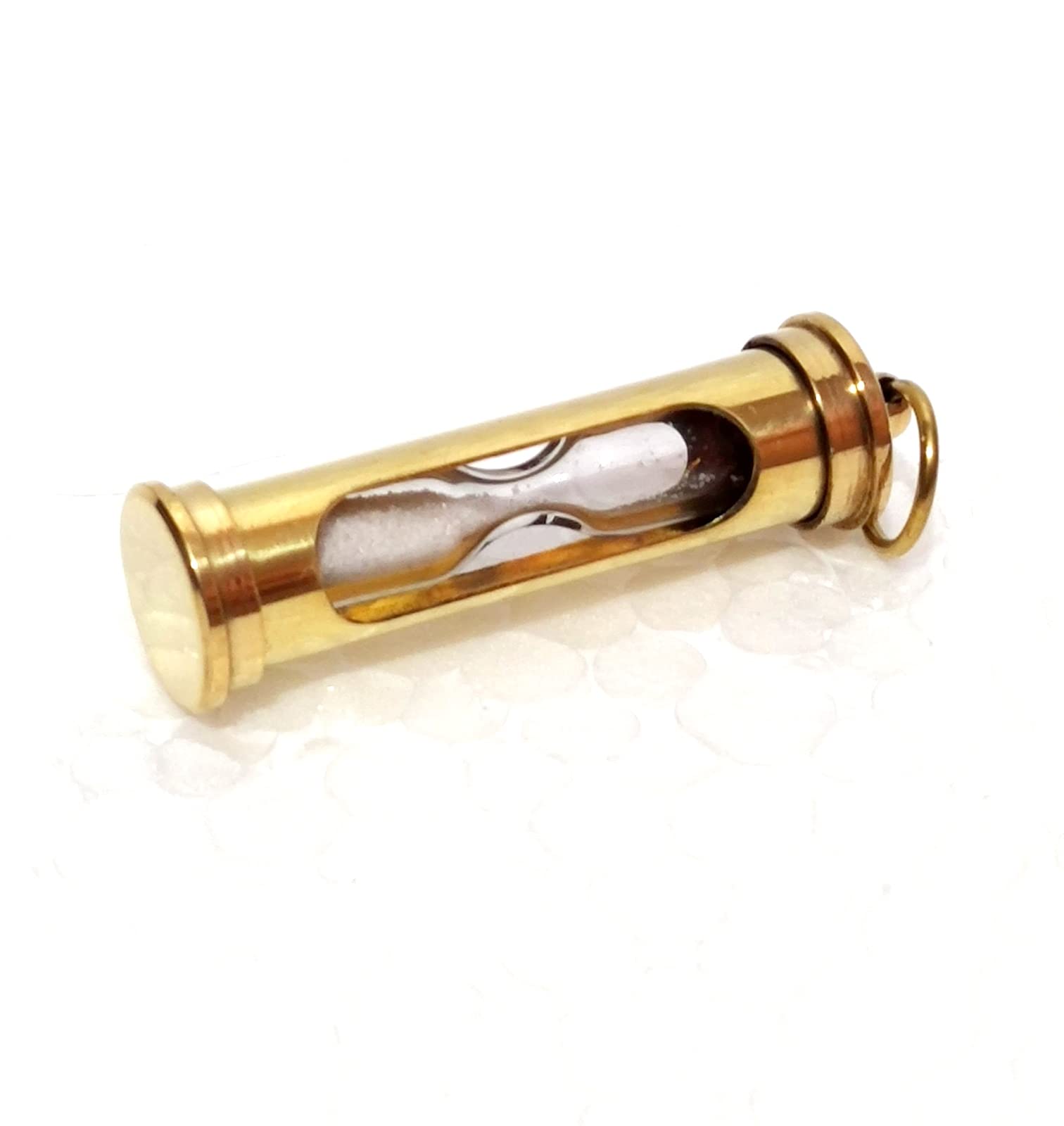 Vimal Nautical 1 Miniature Hourglass Decorative Sand Timer Key Ring Decor in Brass Size : 7.5cm