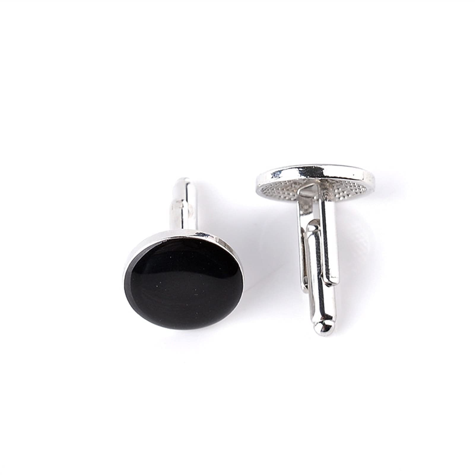 Gemelli 2 Paia Gemelli circolari Polsino della Camicia Chiodo Gemelli Selvaggi Fermacravatta (Colore Metallo: Bianco) (Nero) (Nero)