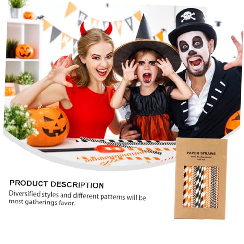 100 pitillos de papel Kraft para Halloween miniatura 5