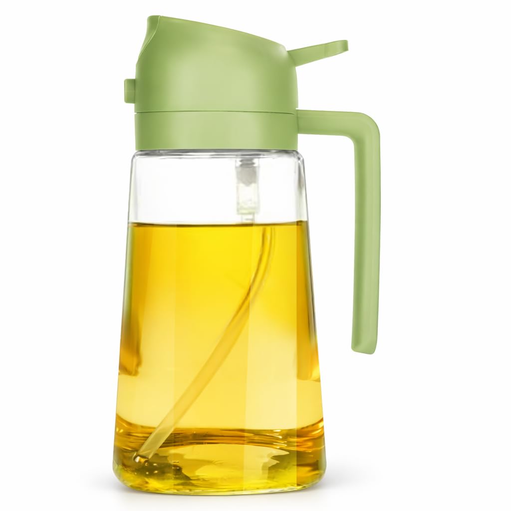 2-in-1 Olive Oil Dispenser 500ml Glass Oil Bottle for Kitchen Spray, Pour Cooking Oil Cruet Borosilicate Glass Vinegar Dis...