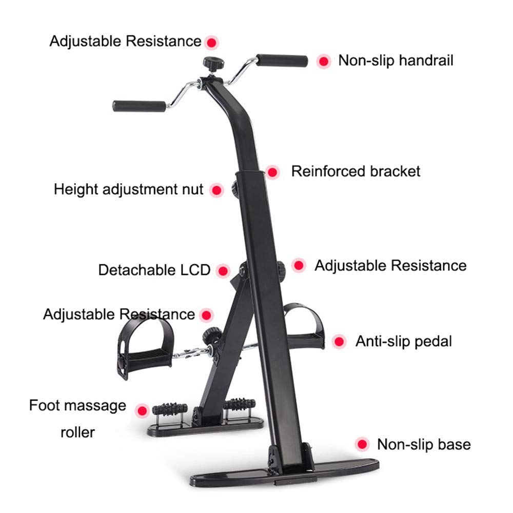 Mini bicicleta estática con pedal de fitness para ejercicio de recuperación de piernas, brazos y rodillas con pantalla LCD y rodillo de masaje de pies, equipo de rehabilitación de resistencia ajustabl
