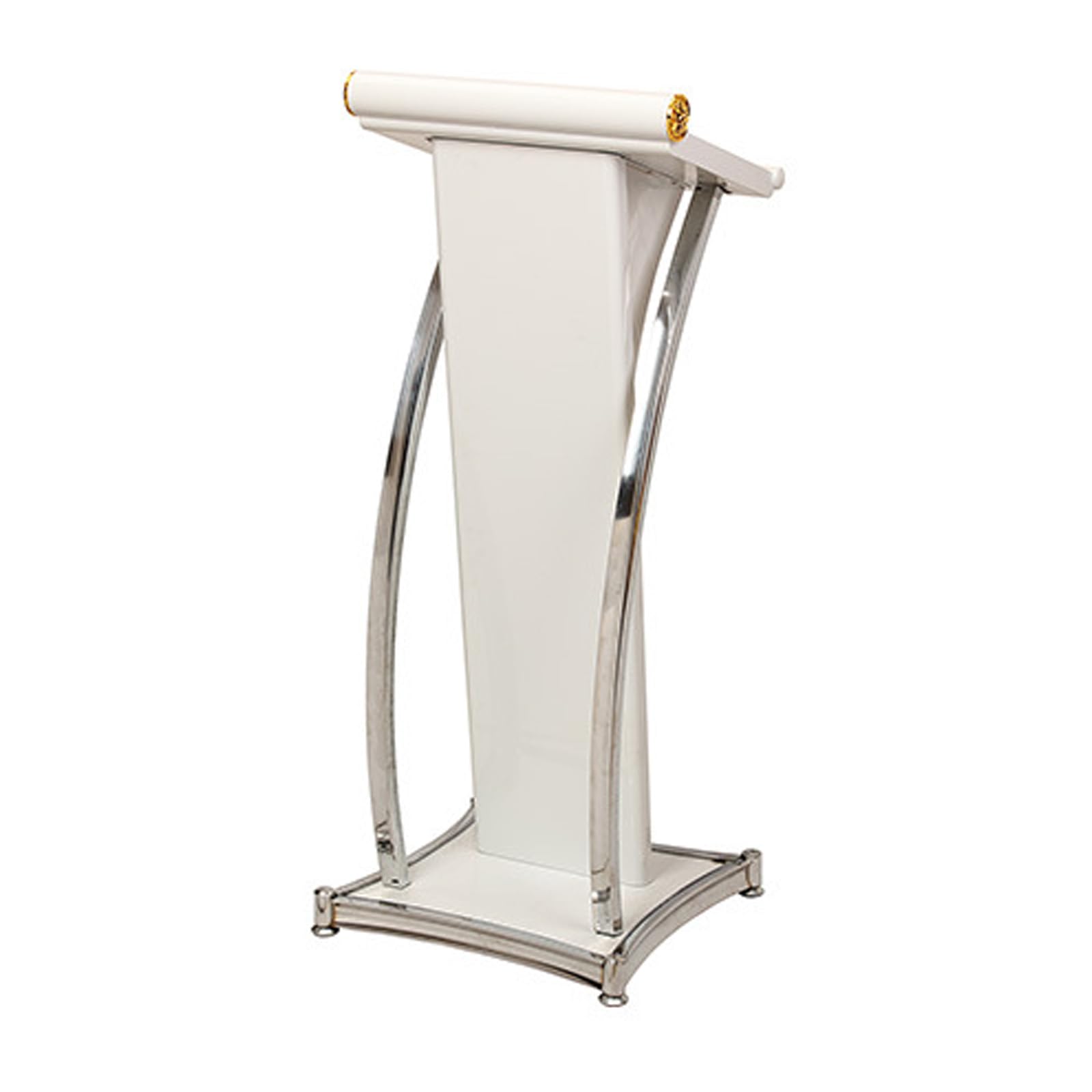 Pupitre réglable blanc avec bordure en métal – Idéal pour les églises, les restaurants, les mariages, les salles de classe et les événements – Table de parole et de lecture professionnelle