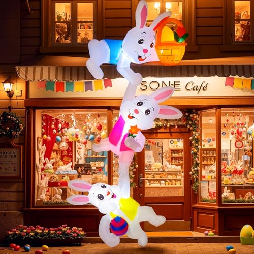OurWarm 8FT Easter Inflatables Outdoor Decorations, Climbing Inflatable Bunny Outdoor with Built-in LED Lights, Easter Blow Up Inflatable for Outside Spring Roof Tree Patio Yard Holiday Decor by OurWarm - Image 2