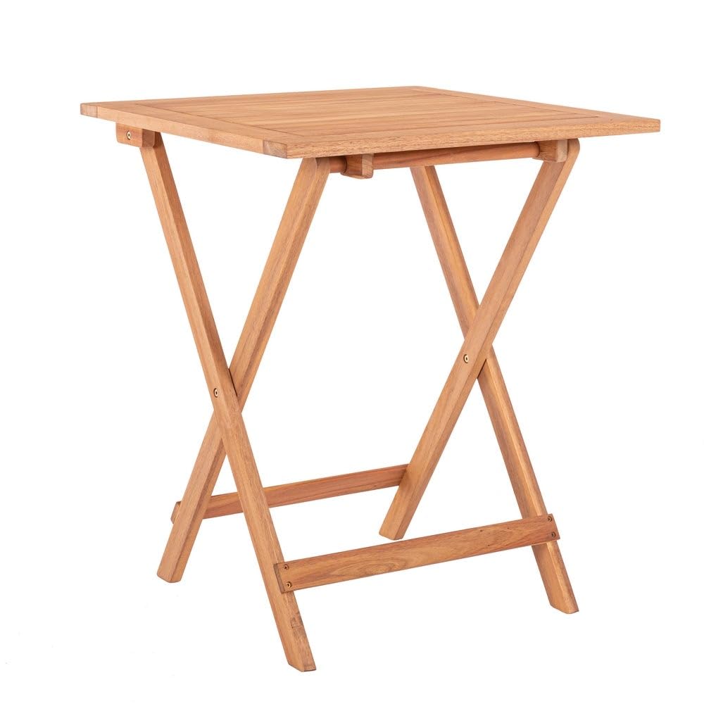 LOLAhome Mesa de jardín Resistente y Plegable Cuadrada de 60x60x72 cm, para 2-4 Personas | De Madera natual sostenible de Acacia con FSC | para Exterior, jardín, terraza, balcón o Piscina | Kate