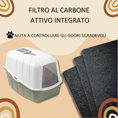 Pet's Market - Toilette Lettiera Chiusa Komoda per igiene gatti con porta basculante paletta e filtro al carbone colori assortiti 54X39X40H - 2