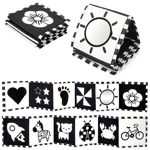 Image of URMYWO Black and White Tummy Time High Contrast Newborn Toys 0-3 Months, Soft Baby Book, Visual Stimulation Montessori Sensory Infant Toys 0-6-12 Months, Shower Gift for Boys Girls