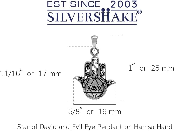 Silvershake 925 Sterling Silver Hamsa Hand of Fatima Charm Pendant - Image 2