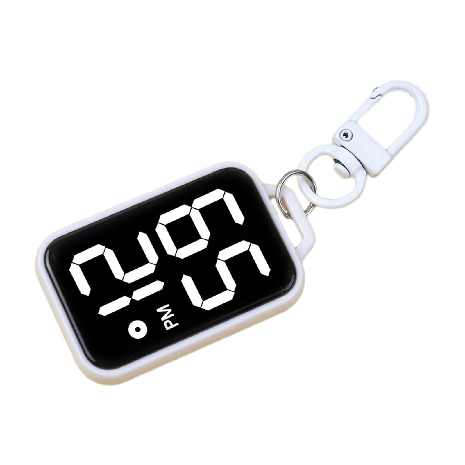 Pffiocix White Small Digital Watch Keychain For Students And Children With Accurate Time Display Electronic Clock Accessories Electronic Pendant Watch