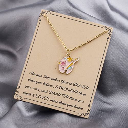 Bnql Artist Palette Necklace Painter Gifts Art Lovers Gifts Paint Brush Necklace Jewelry Gifts For Art Students Teacher (Palette Necklace) #TOP6
