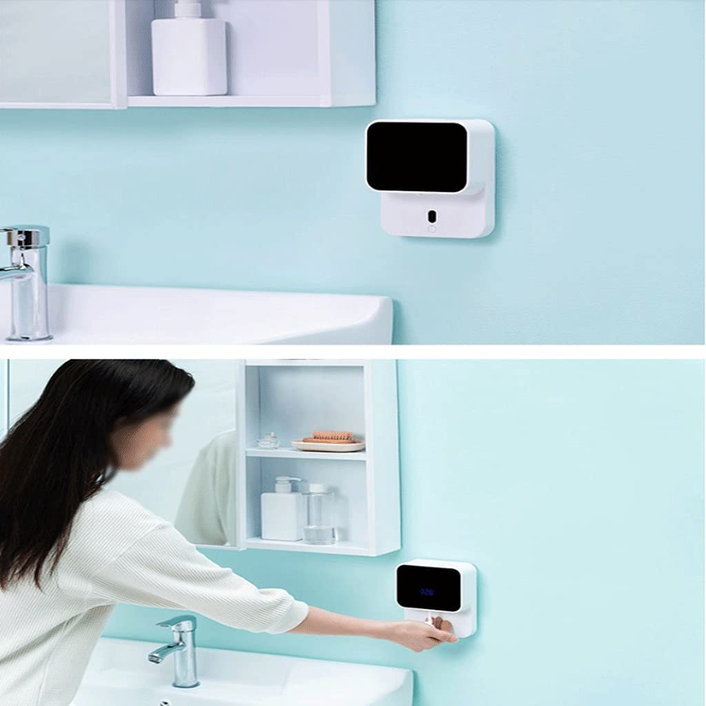 Erogatore di sapone Distributore di sapone sanitizer a induzione, distributore di sapone ricaricabile a muro ricaricabile con schiuma automatica 280ml Adatto per bagno, camera da letto e cucina