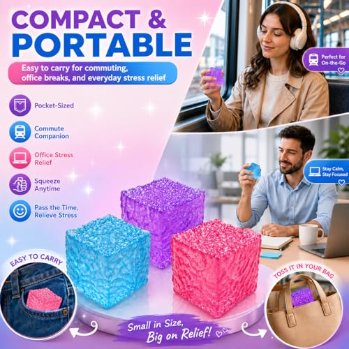 Zhgood Nice Cube Squishy,Sensory Fidget Toy for Kids Teens Adults, Squishies Squeeze Toys for Anxiety Stress Relief, Quiet Desk Toys for Classroom Prize, Birthday Gifts Party Favors — view 4