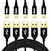 JUNING Charger Cables Nylon Braided Charger Cord 5Pack 2x1FT/1x3.3FT/2x6FT Fast Charging, Connector to Data Syncing, Compatible with iPhone XS/XR/X/8/8P/7/7P/6P/6s/6s+/5/5s/SE, iPad