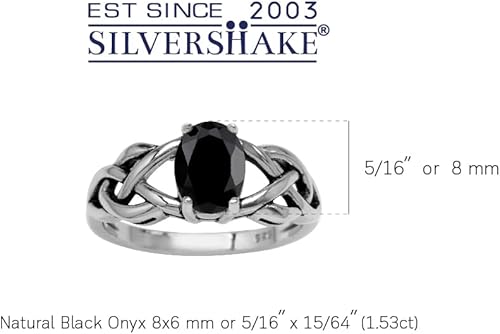 Vista 2 de Silvershake Anillo solitario de plata de ley 925 chapada en oro amarillo con piedra natal ovalada de 0.315 x 0.236 in, acabado antiguo o chapado