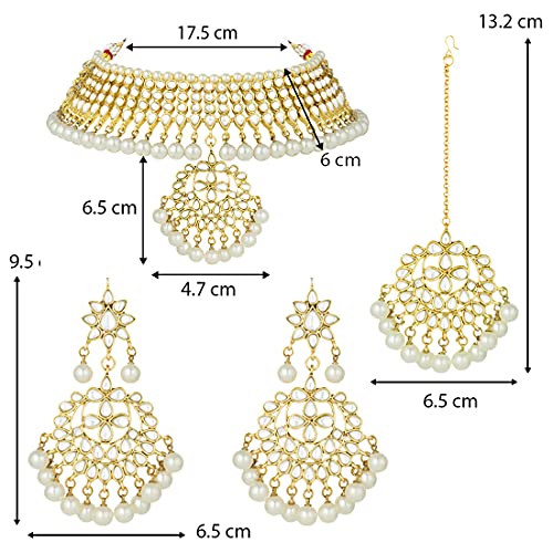 Aheli Indian Traditional Maang Tikka with Kundan Necklace Earrings Set Ethnic Wedding Party Designer Jewelry Gift for Women4