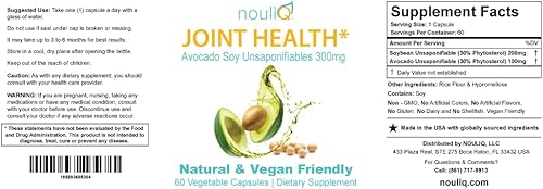 Miniatura 6 de Suplemento natural y vegano para la salud de las articulaciones, aguacate soya Unsaponificables 300 mg, sin OMG, libre de gluten, colores o sabores