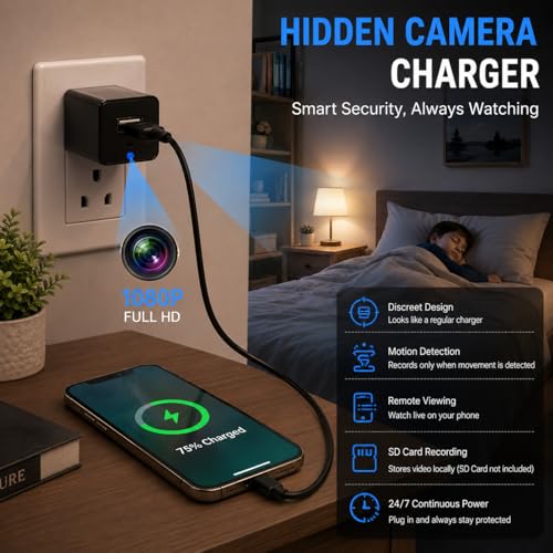 Image of Waitbird USB Charger Mini Hidden Camera 1080p Full HD Plug & Play Spy Cam | Secret Camera for Home Hidden & Office Use | Mini Spy Camera Works While Charging | Supports 256GB - Security Surveillance