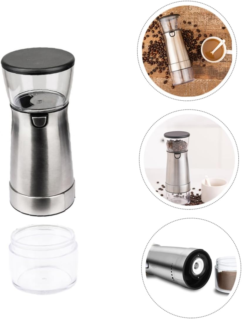 Electric Coffee Bean Grinder Stainless Steel Ceramic Core Automatic Spice Grinder with Non Slip Base USB Rechargeable for Home Use