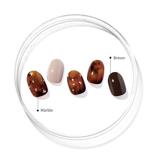 Miniatura 2 de Ohora - Gel Nail N Brown Sugar - Tiras de esmalte de uñas semi-curadas de larga duración, incluye 2 almohadillas de preparación, lima de uñas y palo