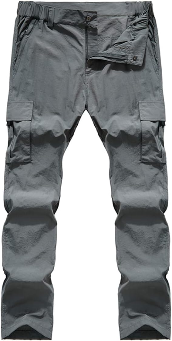 Kolongvangie Quick Dry Cargo Pants Men's Outdoor Casual Workout Breathable Hiking Pant with Multi-Pocket