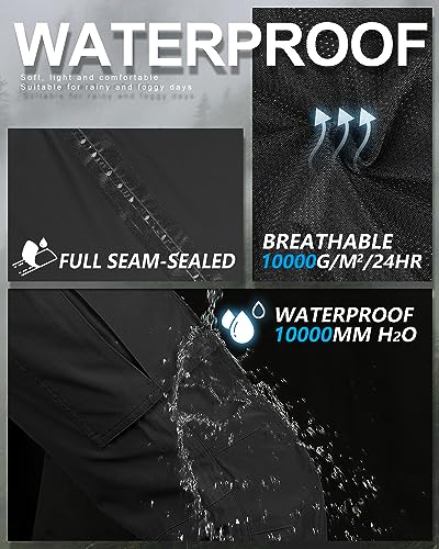 33,000ft Women's Rain Pants, Waterproof Lightweight Breathable Rain Overall Hiking Pants3