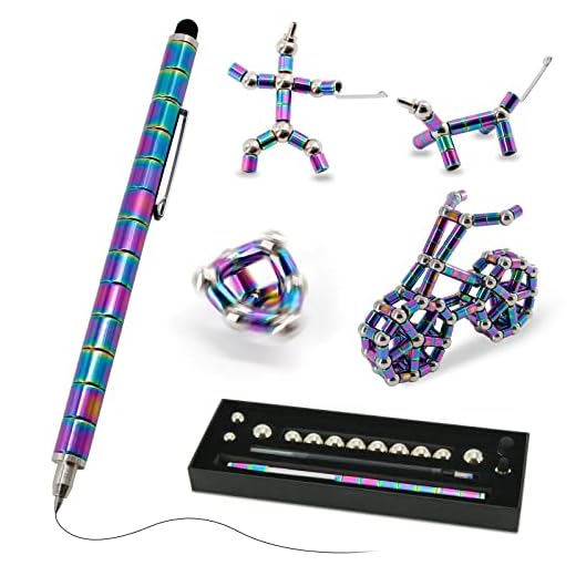 TTzycc Magnetic Pen,Decompression Magnet Metal Pen,Fidget Pen with 13 Magnetic Rings,Creative Toy Pen Can Write,Intellectual Learning and Stress Reduction Gifts for Family or Friends.