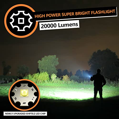 Flashlights High Lumens Led Rechargeable 2 Pack, Super Bright Tactical Flashlight 20000 Lumen Xhp70.2, Zoomable Usb Handheld High Powered Flash Light For Camping, Emergency, (Battery Not Included) #TOP1
