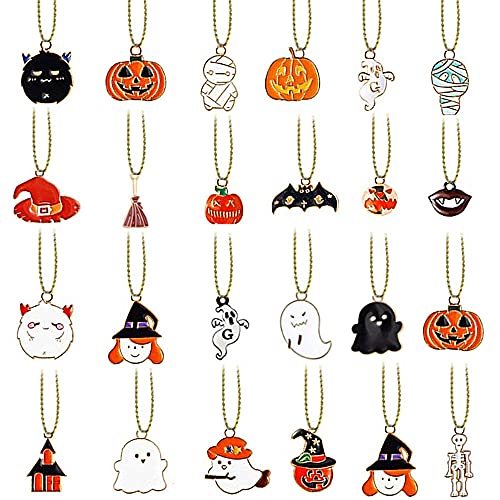 44 Pieces Halloween Resin Tree Ornaments Miniatures Hanging Halloween Pendant Charm Decorations Flatback Craft Assorted Mini Pumpkin Ghost Bat Spider Skeleton Witch Hat for DIY Halloween Theme Party Decor