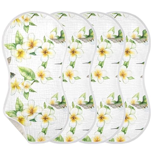 xigua Watercolor Hummingbirds Baby Burp Cloths for Newborn Boys and Girls 4 Pack, Soft & Absorbent Cotton Baby Burp Cloth, Baby Washcloths, Newborn Towel, Burp Rags3