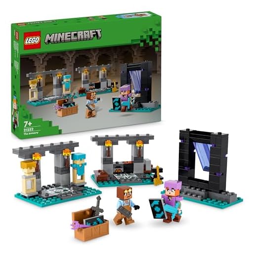 LEGO Minecraft Die Waffenkammer, Gaming-Set mit Heldenfiguren, Spielzeug-Waffen und Alex-Figur, Action-Spielzeug für Jungs und Mädchen, Geschenk für für Gamer und Kinder ab 7 Jahren 21252