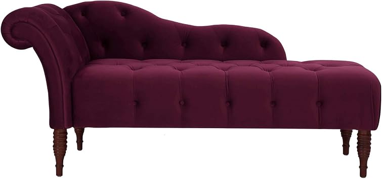 Jennifer Taylor Home Samuel Tufted Roll Arm Chaise Lounge, Burgundy Velvet