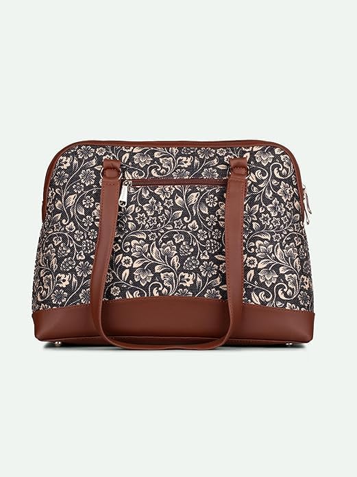 Women’s Jute & Vegan Leather Tote Bag – Handcrafted Work Shoulder Bag with Double Handles, Spacious Carryall for Office, Daily Use & Travel